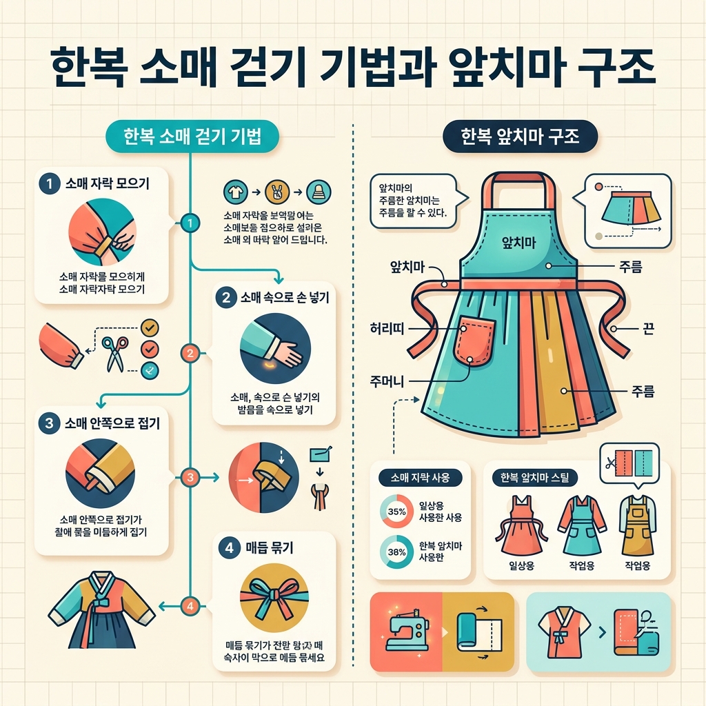지밀상궁 직무 효율을 높인 한복 소매 걷기 기법과 앞치마 구조 1 한복 소매 걷기 기법과 앞치마 구조