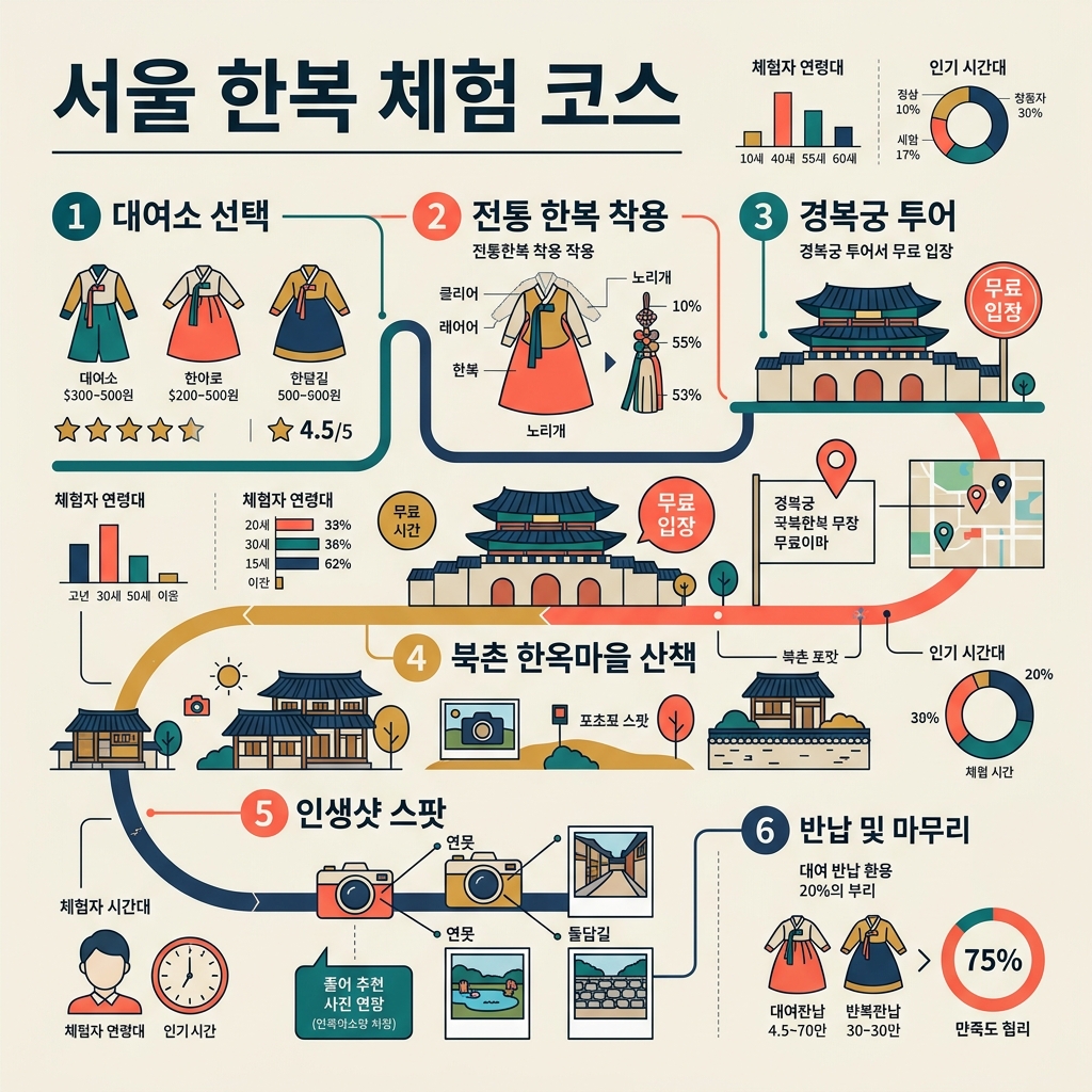 외국인 친구와 함께 떠나는 서울 한복 지도 제품 이미지