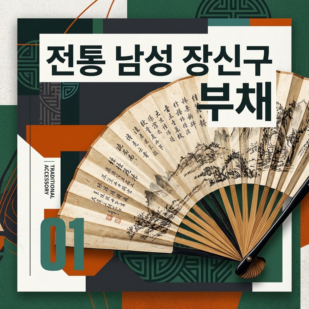 전통 남성 장신구: 선추(부채 장식)와 세조대의 색상별 격식 제품 이미지