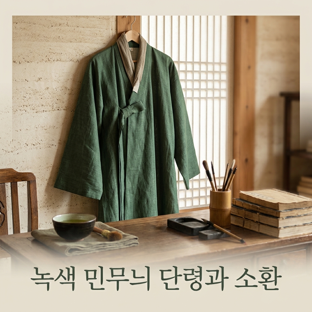 녹색 민무늬 단령과 소환 제품 이미지