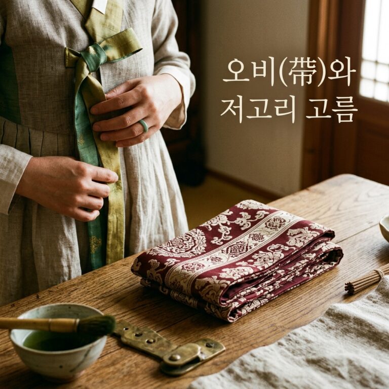오비(帯)와 저고리 고름: 한·일 전통 의상의 시각적 중심점과 상징성