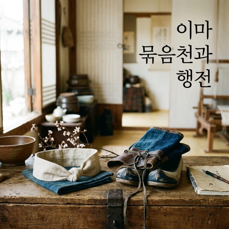 전통 노동복에 나타난 실용주의: 이마 묶음천과 행전