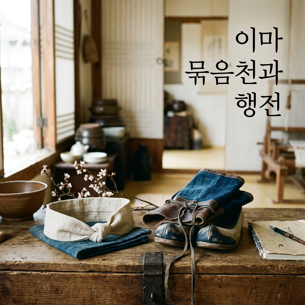 전통 노동복에 나타난 실용주의: 이마 묶음천과 행전 제품 이미지