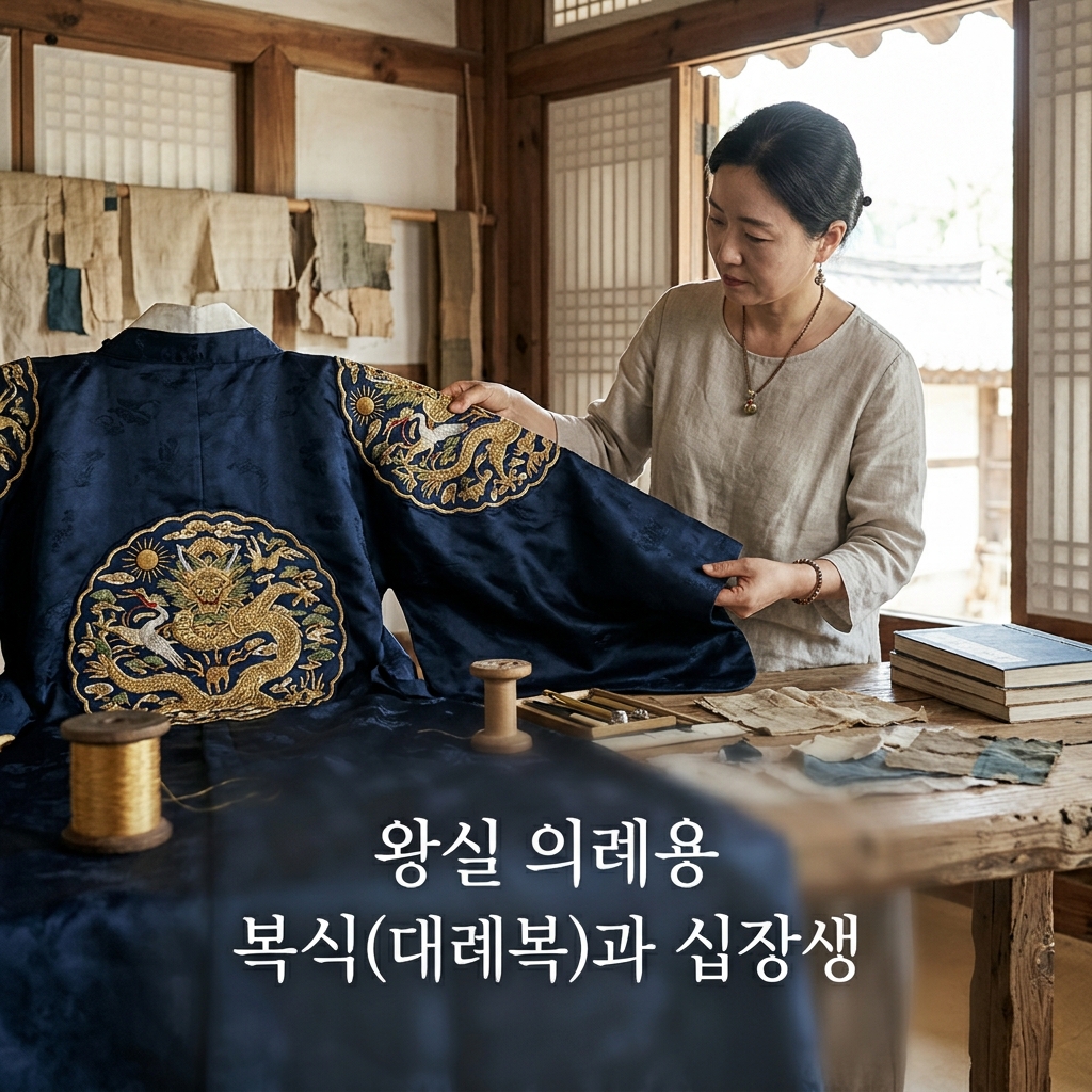 왕실 의례용 복식(대례복)과 십장생 제품 이미지